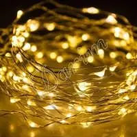 Светодиодная гирлянда Роса (Белый теплый) 100 LED  на батарейках
