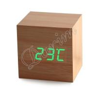 Часы будильник wood clock green