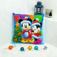 Подушка новогодняя светящаяся "Микки Маусы"